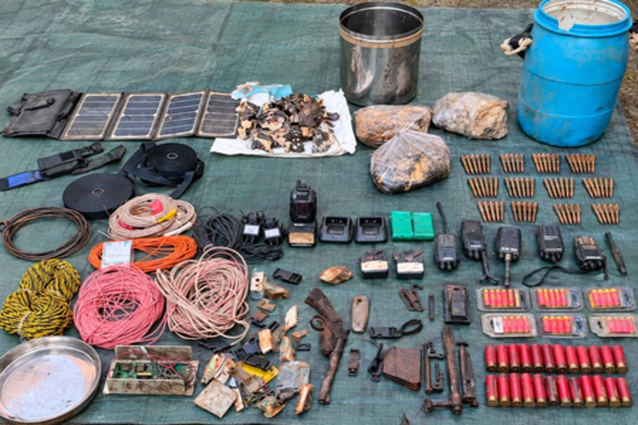 Maoist arms, ammunition and explosives recovered in Bijapur forest