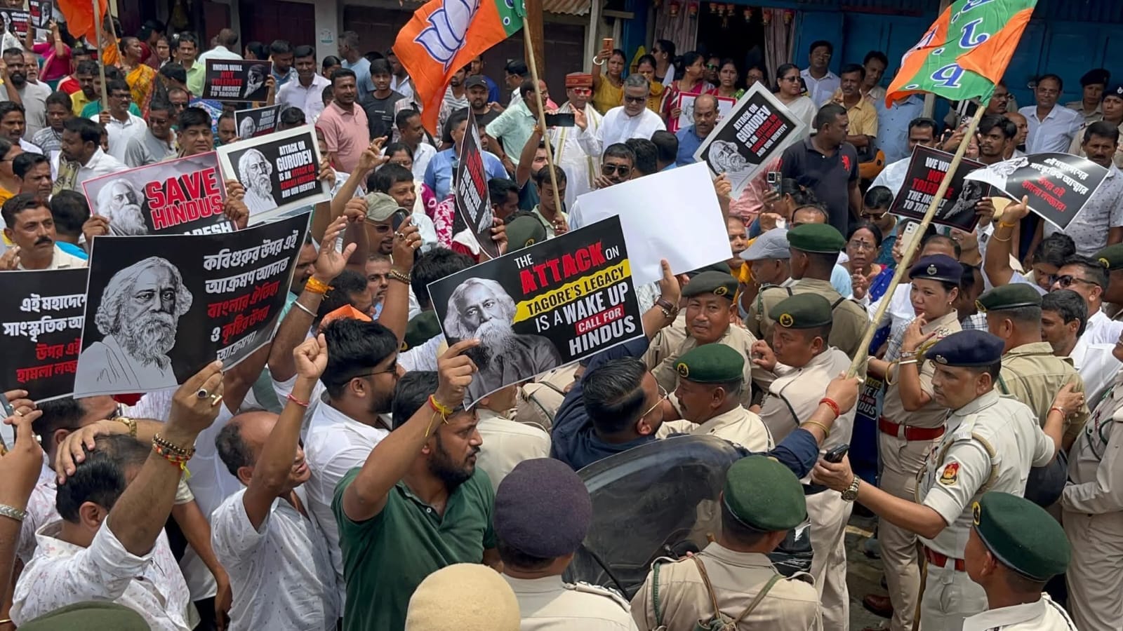 Tripura BJP launches statewide stir over vandalism at Tagore's home in Bangladesh