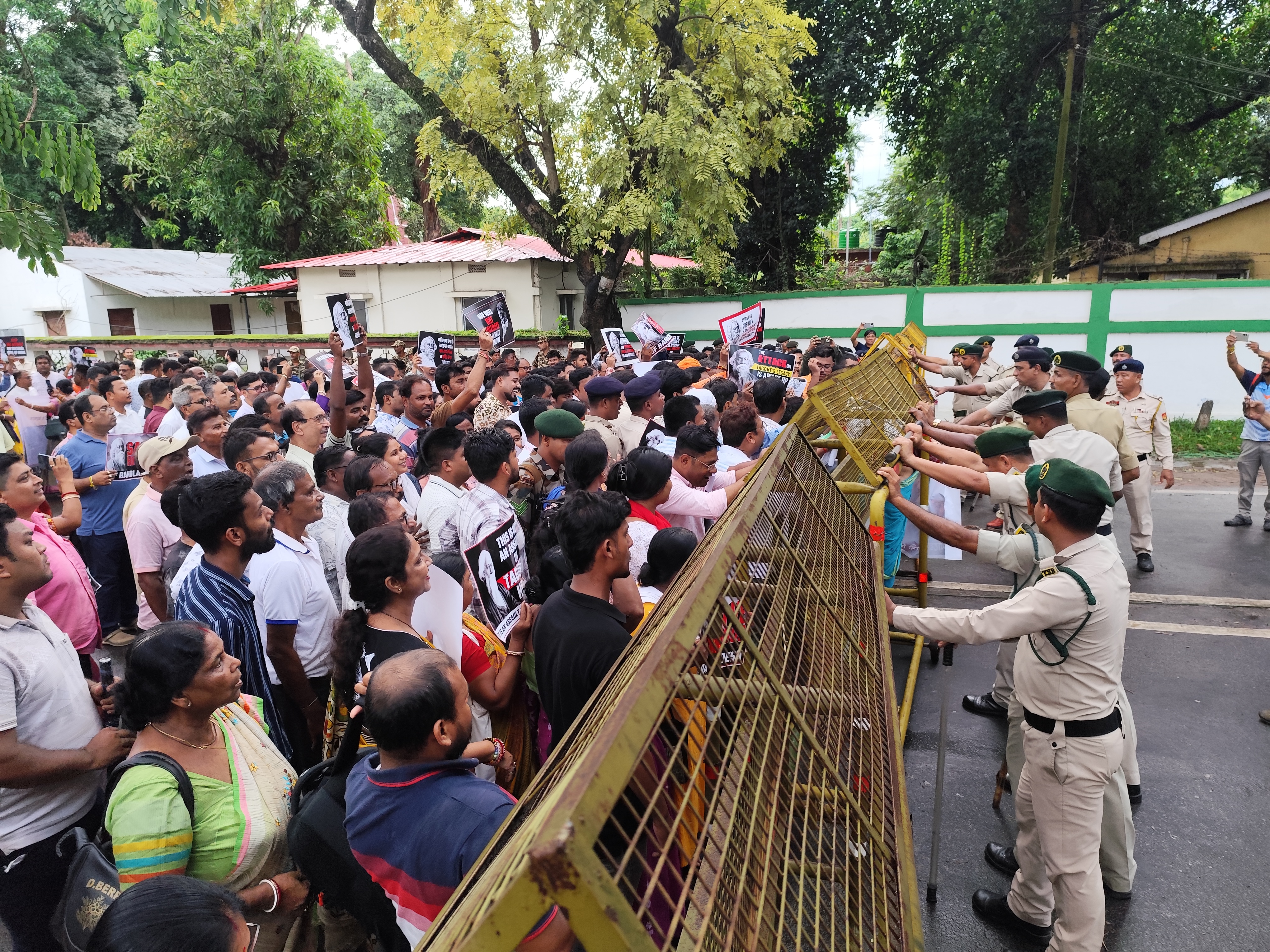 Tripura BJP stages protest against vandalism of Tagore’s ancestral home in Bangladesh