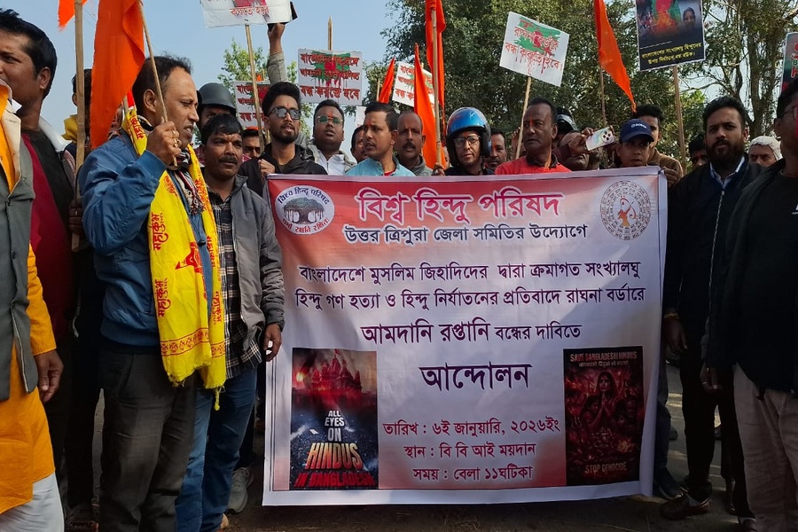 VHP Leads Rally in North Tripura, Demands Closure of trade with Bangladesh in protest against hindu atrocities