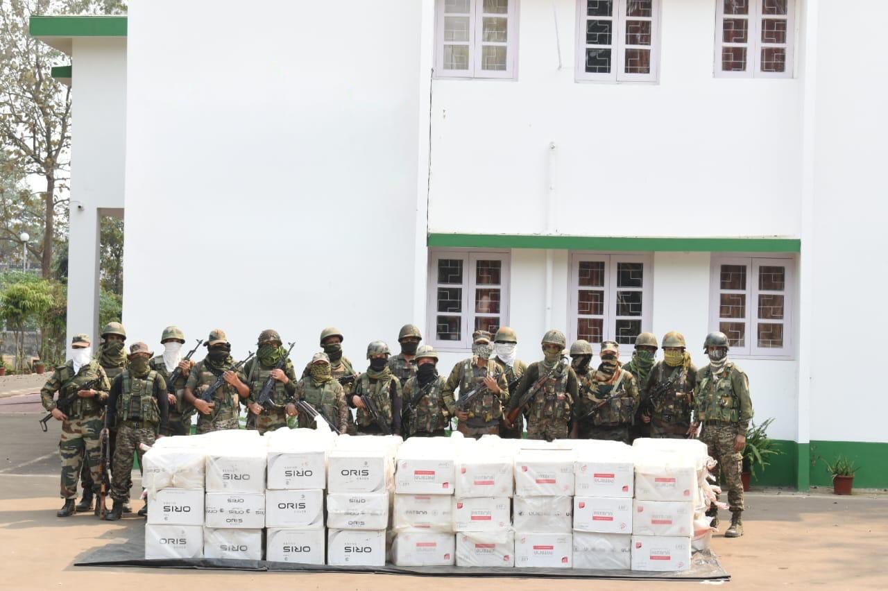 Assam Rifles seized foreign Cigarettes of Rs 1.95 Crore Tripura