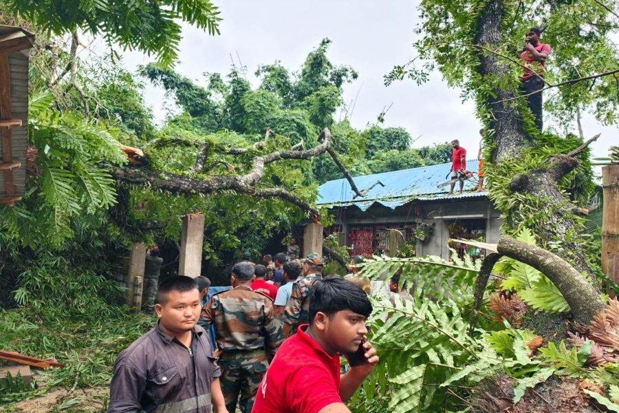 Heavy Rain Wreaks Havoc in Teliamura; Uprooted Banyan Tree Crushes Two Houses, Several Injured