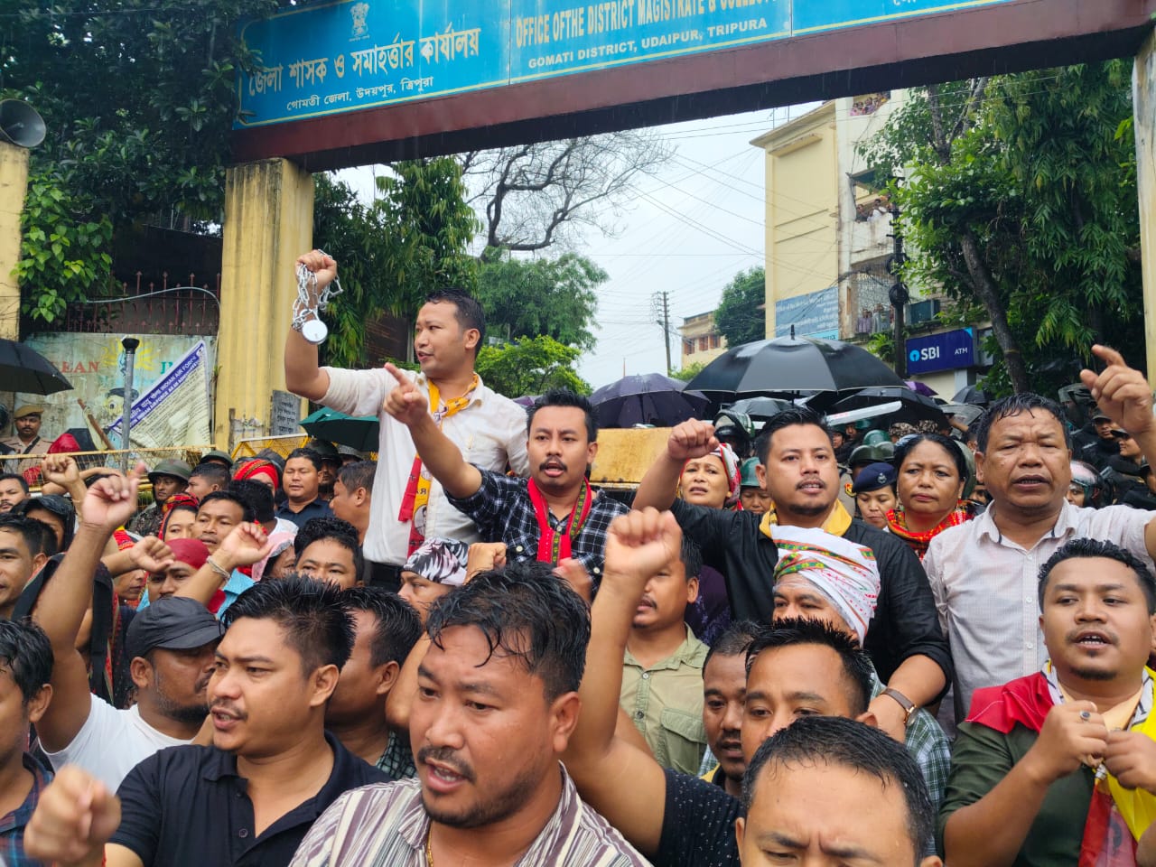 Youth wing of Tipra Motha warns of agitation over inaction against Tripura DM, stages protest